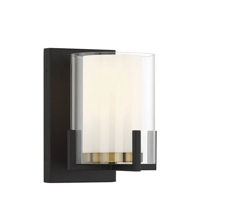 Savoy House 9-1977-1-143 One Light Wall Sconce, Matte Black with Warm Brass