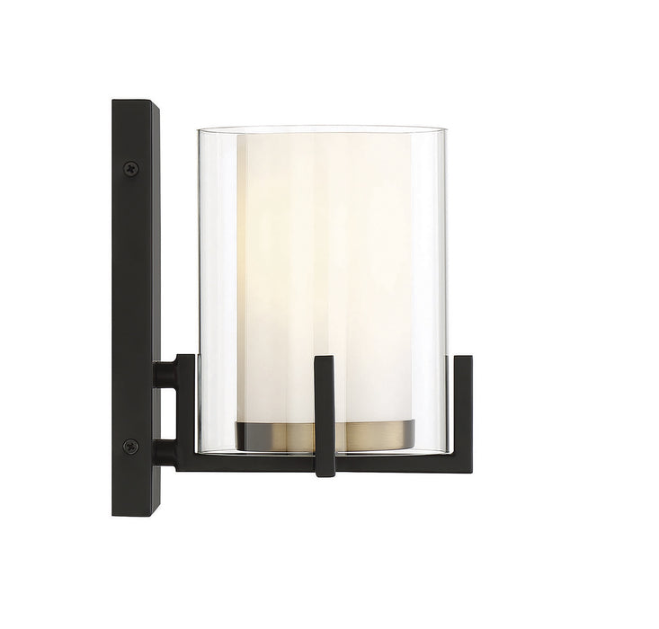 Savoy House 9-1977-1-143 One Light Wall Sconce, Matte Black with Warm Brass