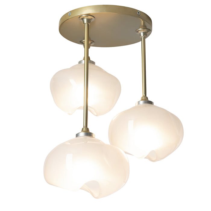 Hubbardton Forge 121373-SKT-86-FD0710 Three Light Semi-Flush Mount, Modern Brass