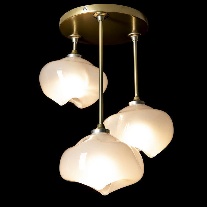 Hubbardton Forge 121373-SKT-86-FD0710 Three Light Semi-Flush Mount, Modern Brass