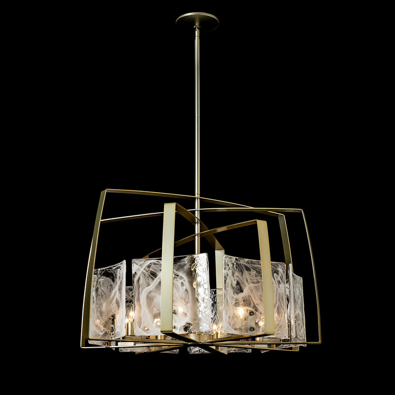 Hubbardton Forge 131312-SKT-MULT-86-YR0699 Eight Light Pendant, Modern Brass
