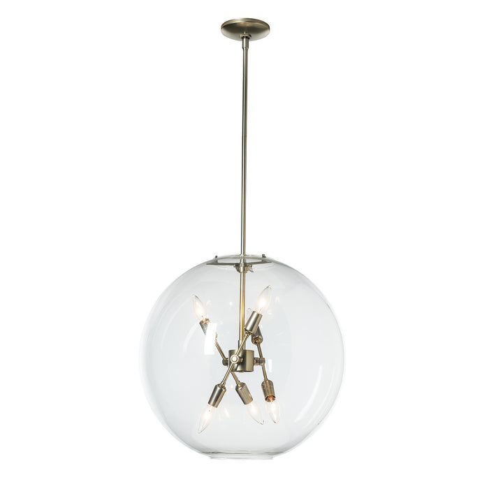 Hubbardton Forge 134410-SKT-MULT-86-ZM0497 Six Light Pendant, Modern Brass