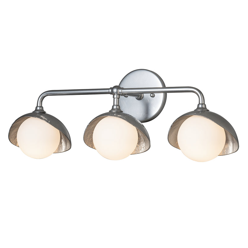 Hubbardton Forge 201373-SKT-85-85-GG0711 Three Light Bath Sconce, Sterling