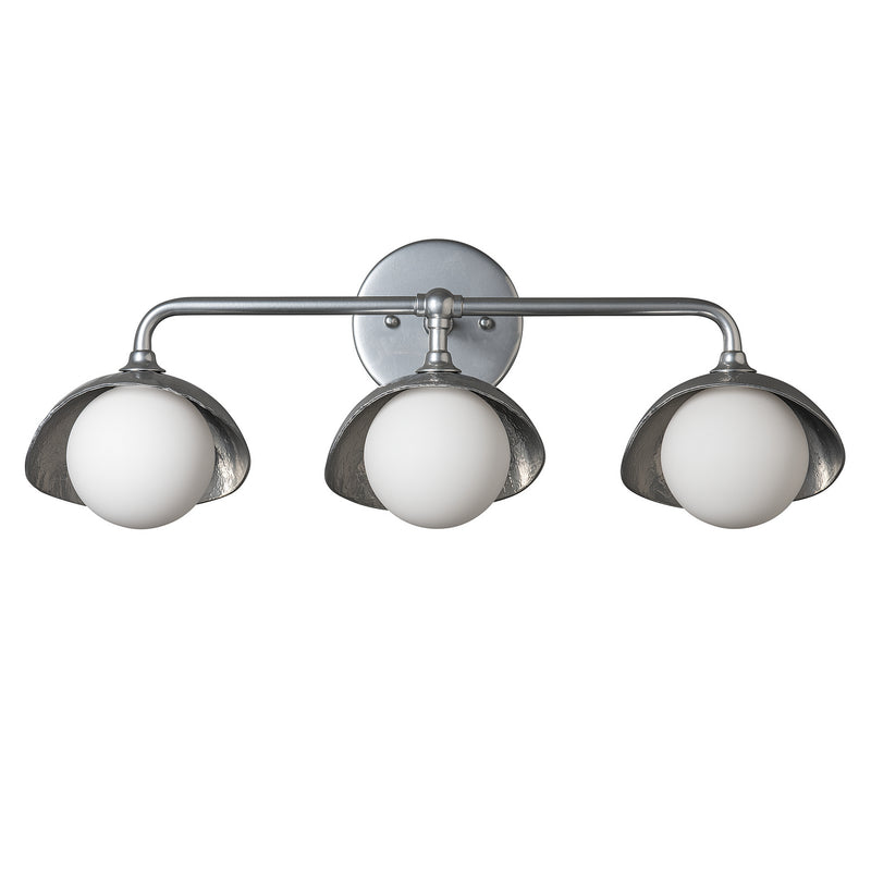 Hubbardton Forge 201373-SKT-85-85-GG0711 Three Light Bath Sconce, Sterling