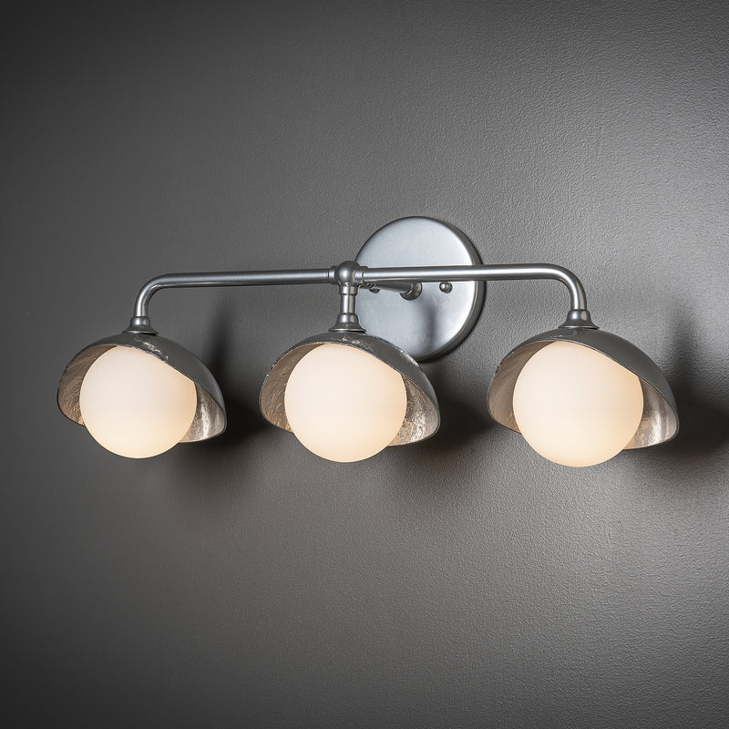 Hubbardton Forge 201373-SKT-85-85-GG0711 Three Light Bath Sconce, Sterling