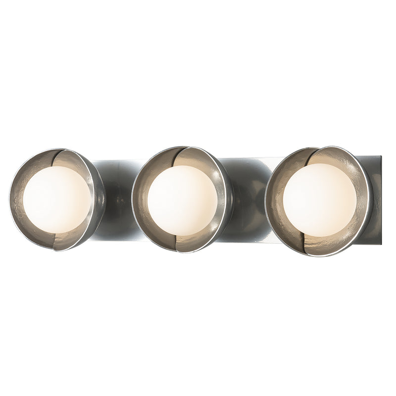 Hubbardton Forge 201378-SKT-85-85-GG0711 Three Light Bath Sconce, Sterling