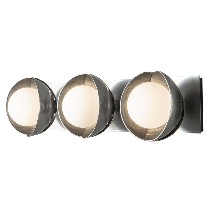 Hubbardton Forge 201378-SKT-85-85-GG0711 Three Light Bath Sconce, Sterling