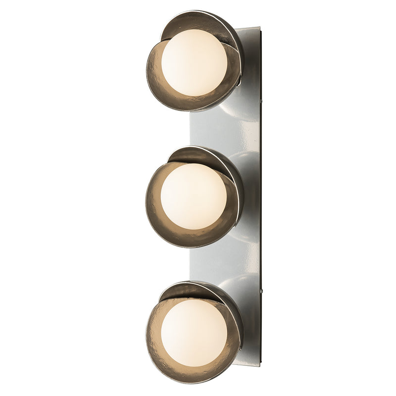 Hubbardton Forge 201378-SKT-85-85-GG0711 Three Light Bath Sconce, Sterling