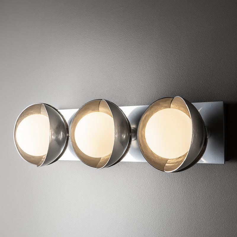 Hubbardton Forge 201378-SKT-85-85-GG0711 Three Light Bath Sconce, Sterling