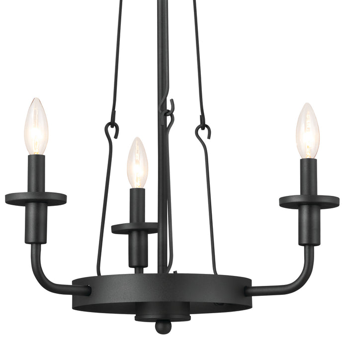 Kichler 52450BKT Three Light Mini Chandelier, Textured Black