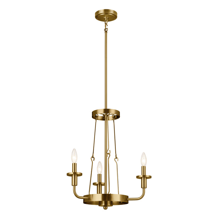 Kichler 52450NBR Three Light Mini Chandelier, Natural Brass