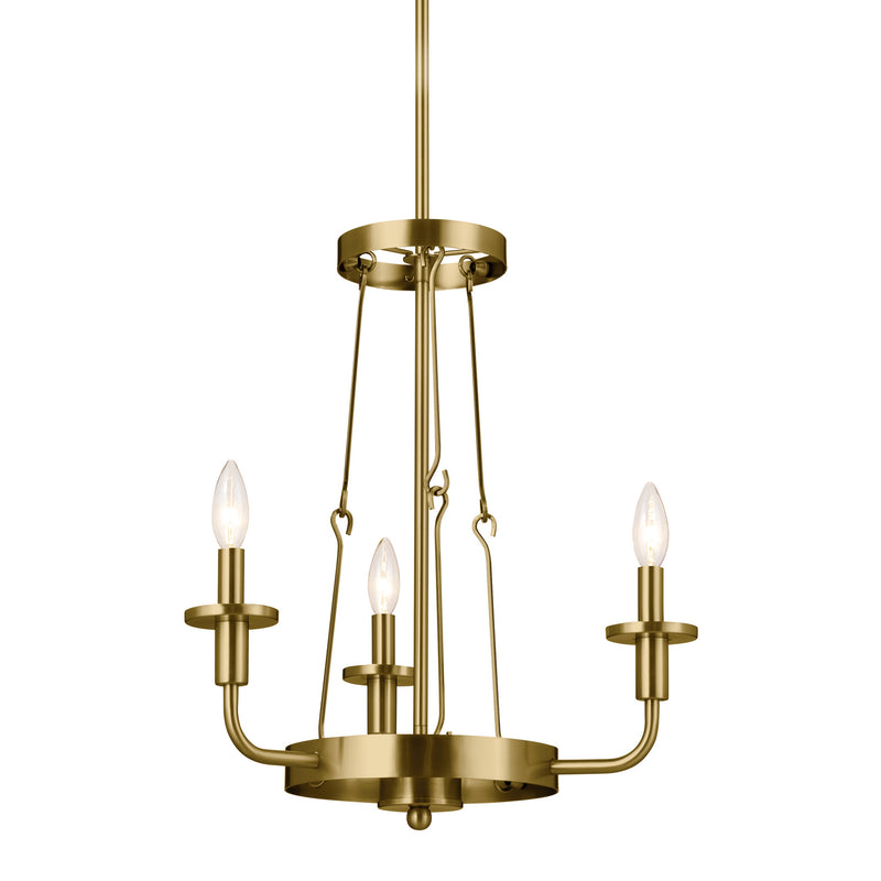 Kichler 52450NBR Three Light Mini Chandelier, Natural Brass