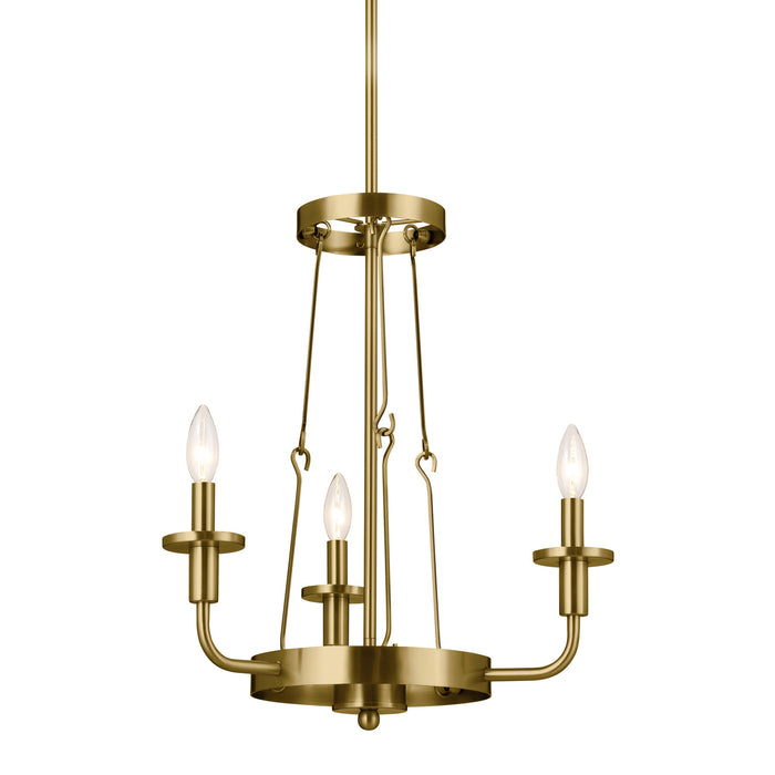 Kichler 52450NBR Three Light Mini Chandelier, Natural Brass