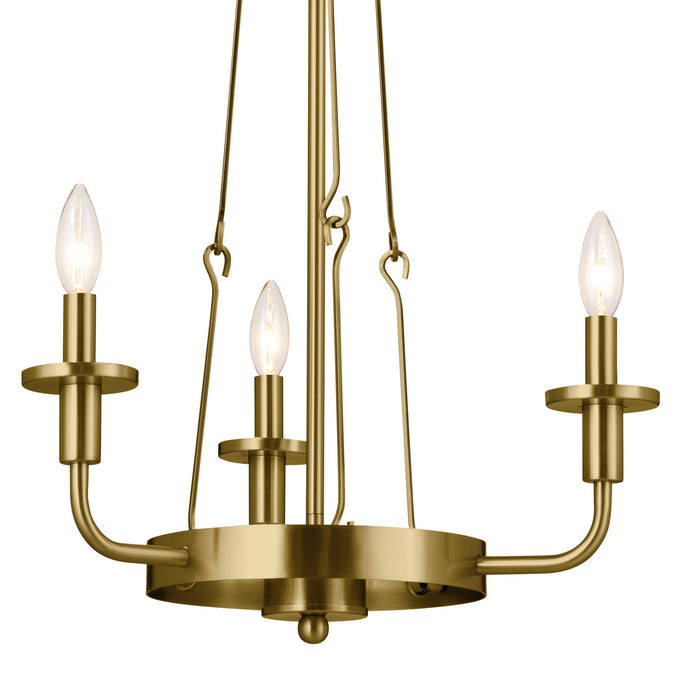 Kichler 52450NBR Three Light Mini Chandelier, Natural Brass