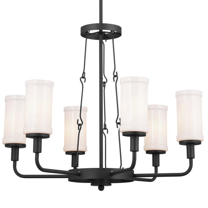 Kichler 52451BKT Six Light Chandelier, Textured Black