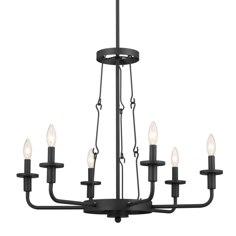 Kichler 52451BKT Six Light Chandelier, Textured Black