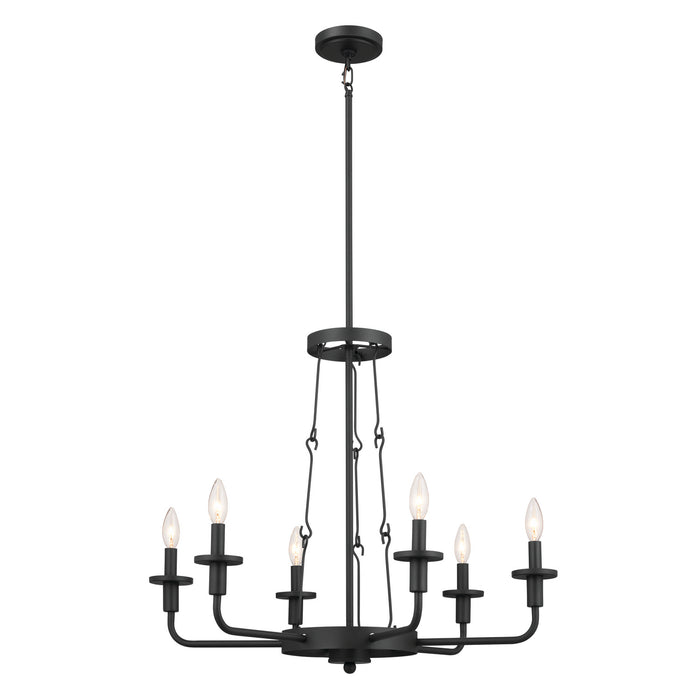 Kichler 52451BKT Six Light Chandelier, Textured Black