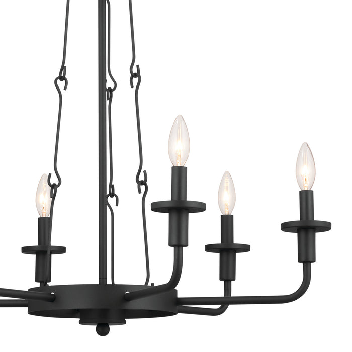 Kichler 52451BKT Six Light Chandelier, Textured Black