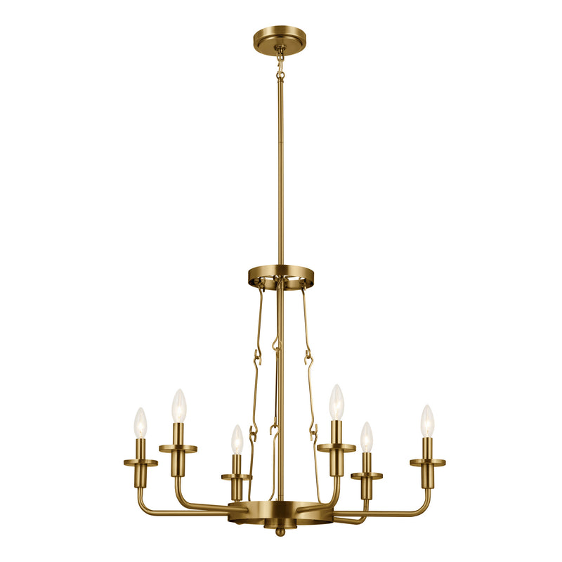 Kichler 52451NBR Six Light Chandelier, Natural Brass