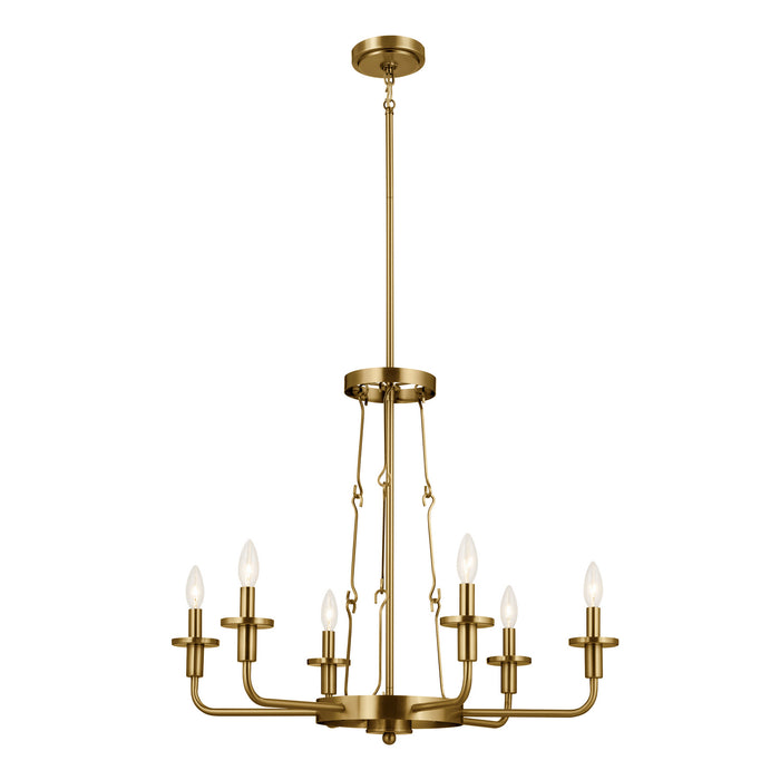Kichler 52451NBR Six Light Chandelier, Natural Brass