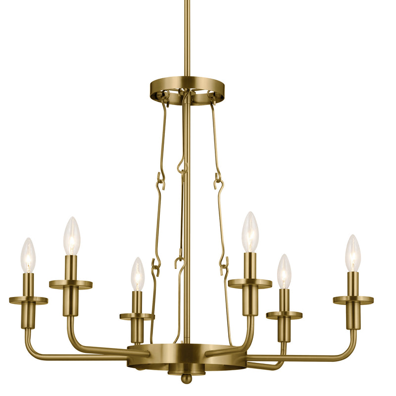 Kichler 52451NBR Six Light Chandelier, Natural Brass