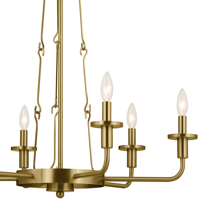 Kichler 52451NBR Six Light Chandelier, Natural Brass