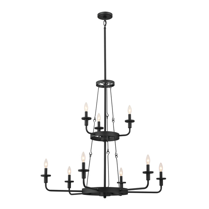 Kichler 52452BKT Nine Light Chandelier, Textured Black