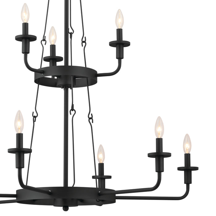 Kichler 52452BKT Nine Light Chandelier, Textured Black