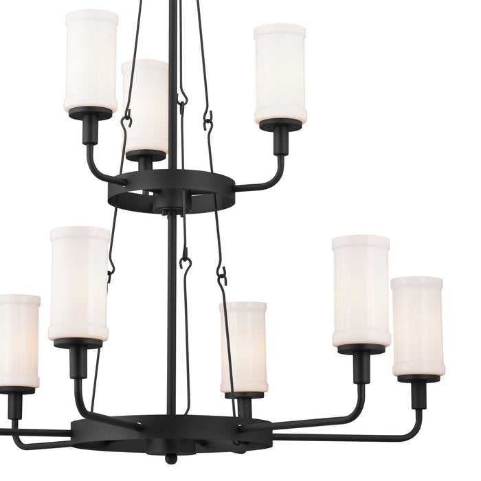 Kichler 52452BKT Nine Light Chandelier, Textured Black