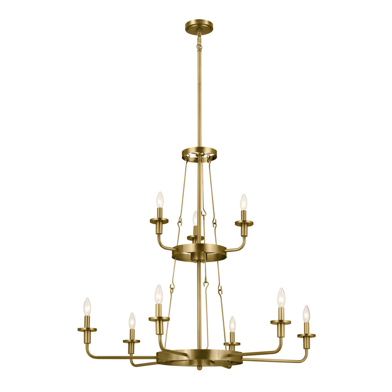 Kichler 52452NBR Nine Light Chandelier, Natural Brass