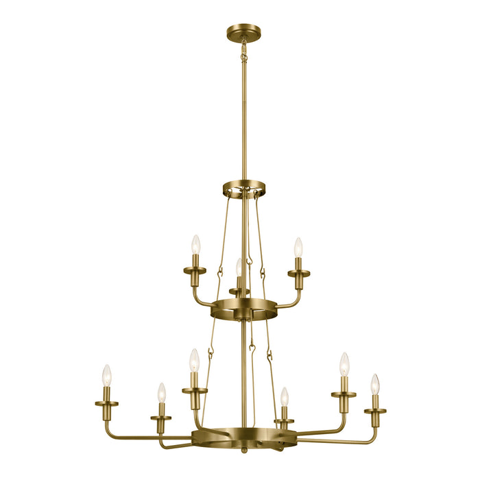 Kichler 52452NBR Nine Light Chandelier, Natural Brass