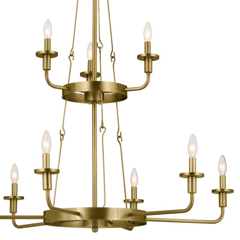 Kichler 52452NBR Nine Light Chandelier, Natural Brass