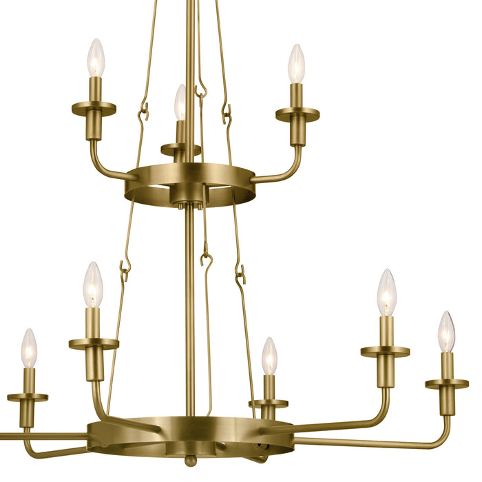 Kichler 52452NBR Nine Light Chandelier, Natural Brass