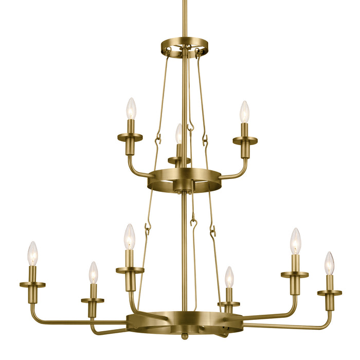Kichler 52452NBR Nine Light Chandelier, Natural Brass