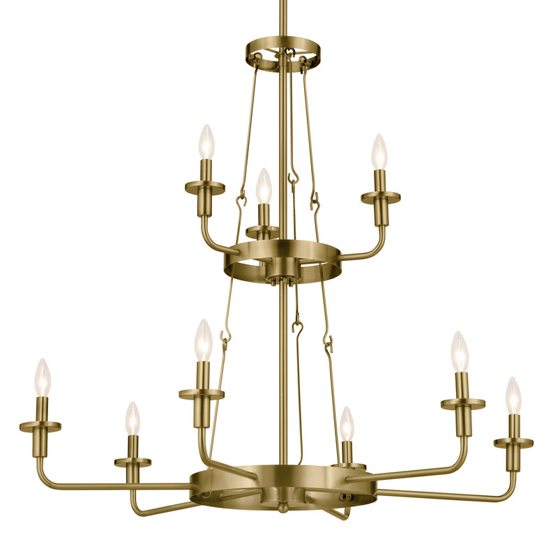 Kichler 52452NBR Nine Light Chandelier, Natural Brass