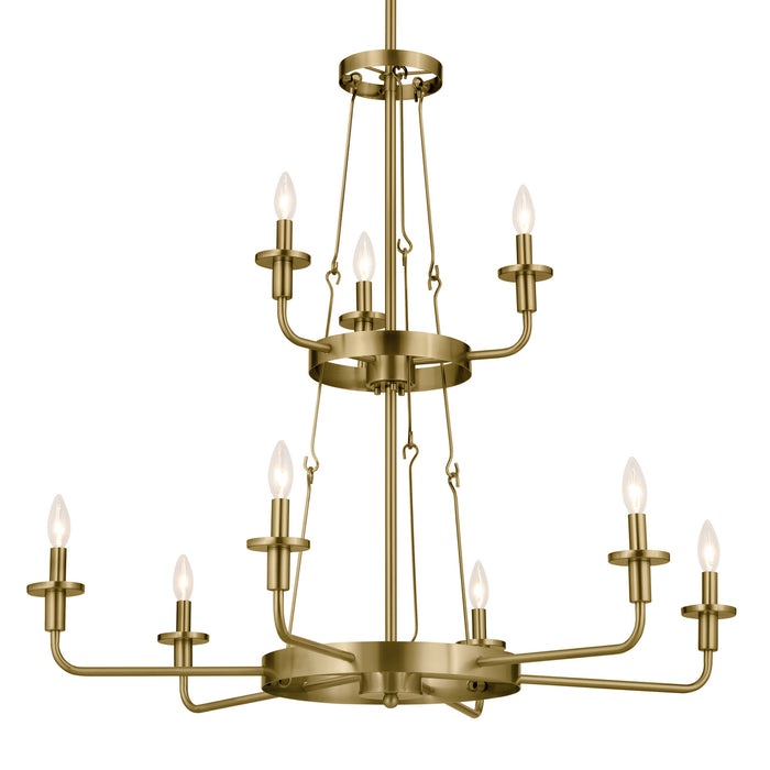 Kichler 52452NBR Nine Light Chandelier, Natural Brass