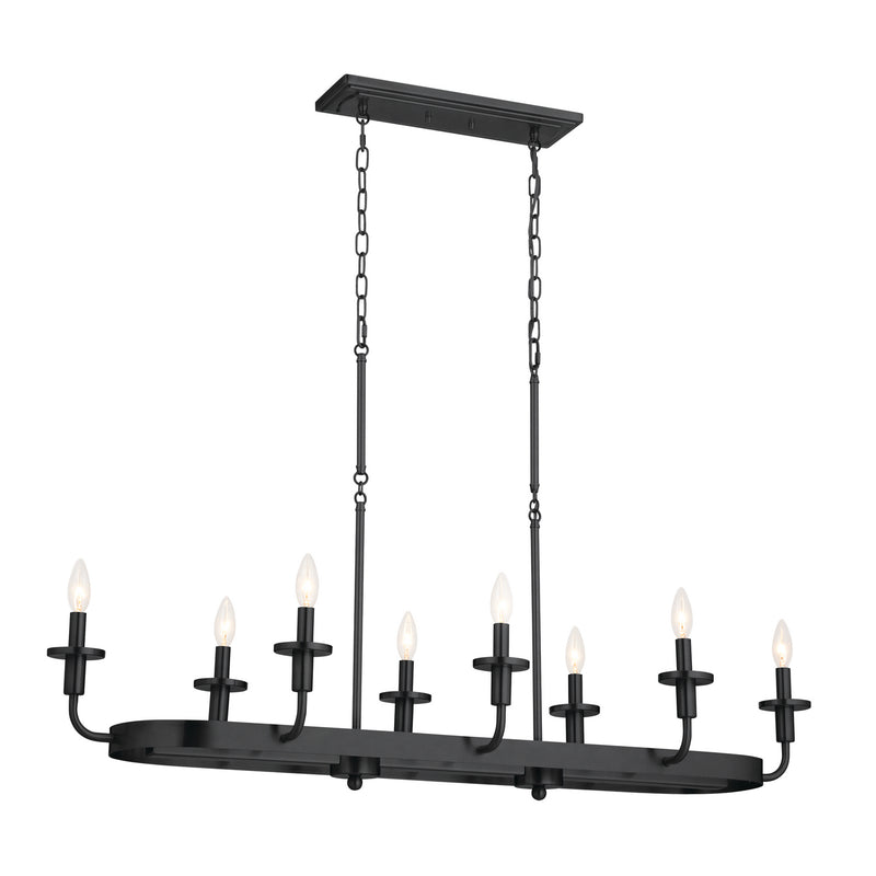 Kichler 52453BKT Eight Light Linear Chandelier, Textured Black