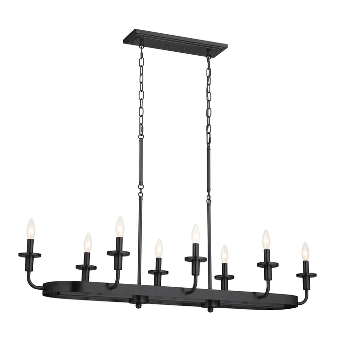 Kichler 52453BKT Eight Light Linear Chandelier, Textured Black