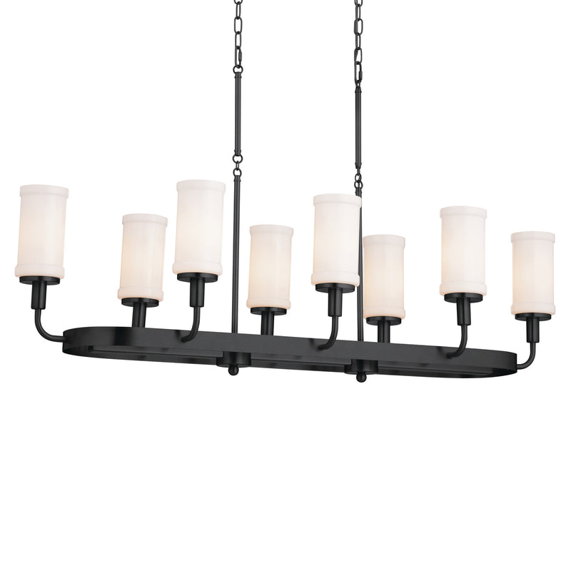 Kichler 52453BKT Eight Light Linear Chandelier, Textured Black