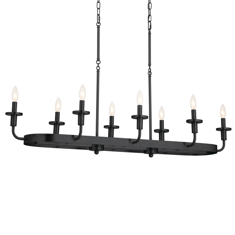 Kichler 52453BKT Eight Light Linear Chandelier, Textured Black