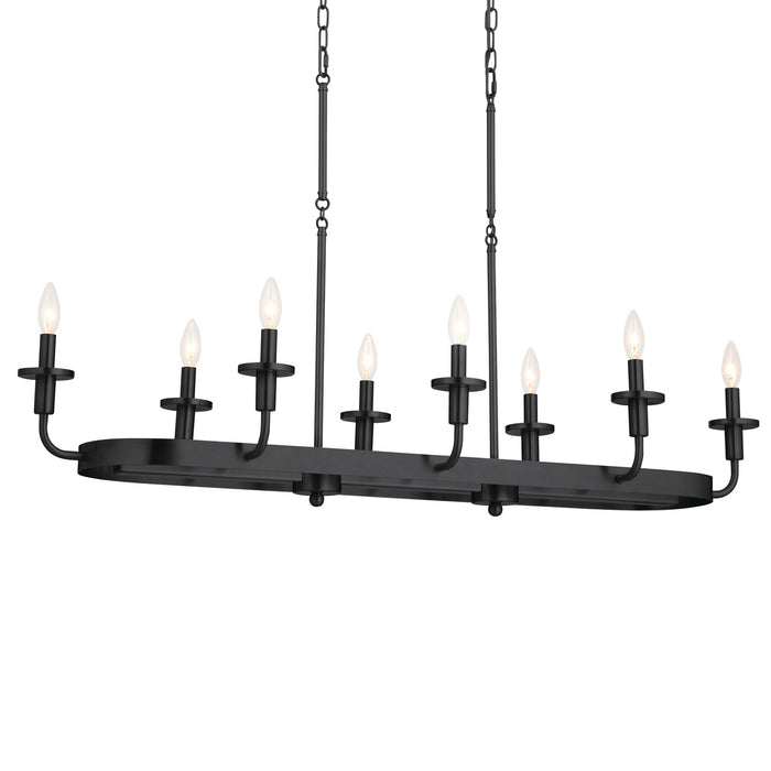 Kichler 52453BKT Eight Light Linear Chandelier, Textured Black