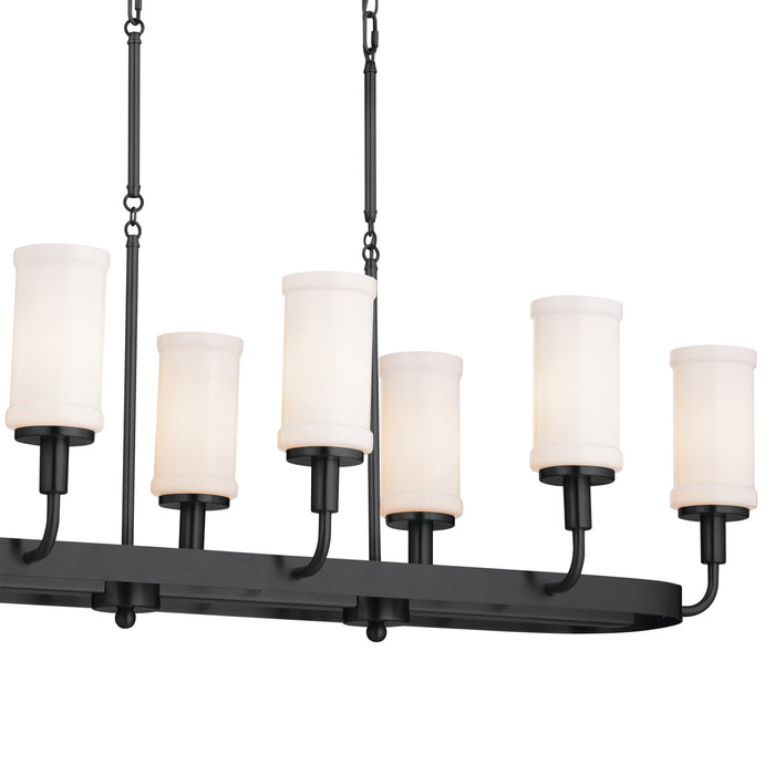 Kichler 52453BKT Eight Light Linear Chandelier, Textured Black