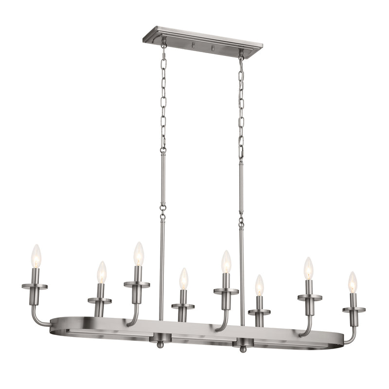 Kichler 52453CLP Eight Light Linear Chandelier, Classic Pewter