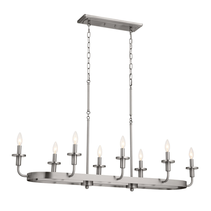 Kichler 52453CLP Eight Light Linear Chandelier, Classic Pewter