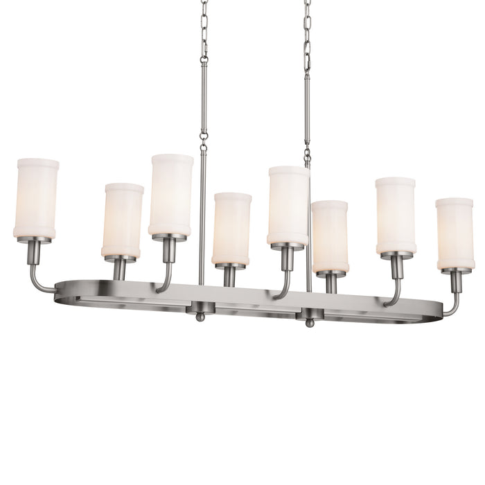 Kichler 52453CLP Eight Light Linear Chandelier, Classic Pewter