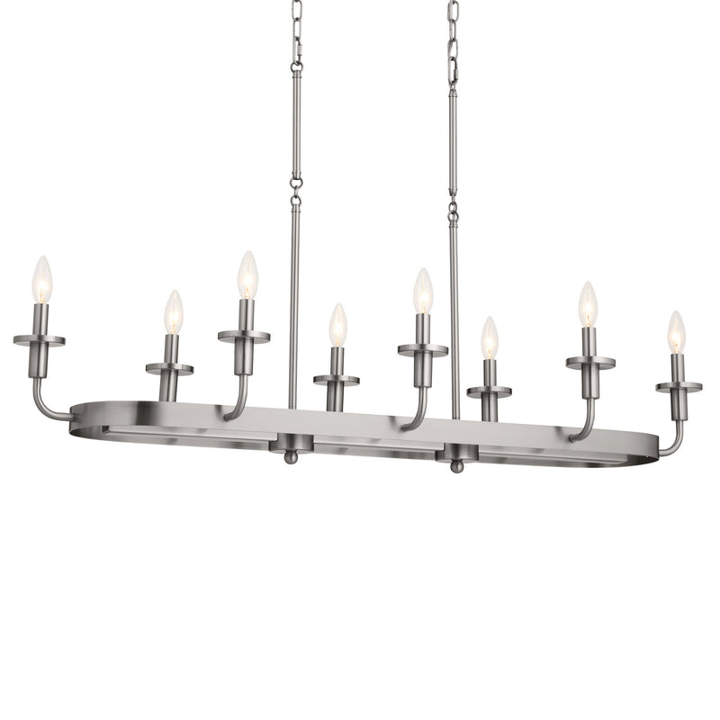 Kichler 52453CLP Eight Light Linear Chandelier, Classic Pewter