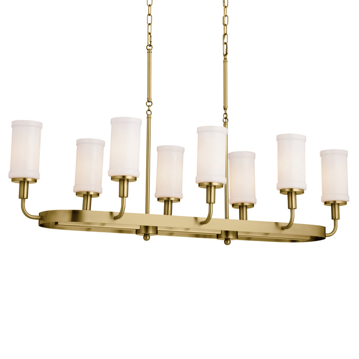 Kichler 52453NBR Eight Light Linear Chandelier, Natural Brass