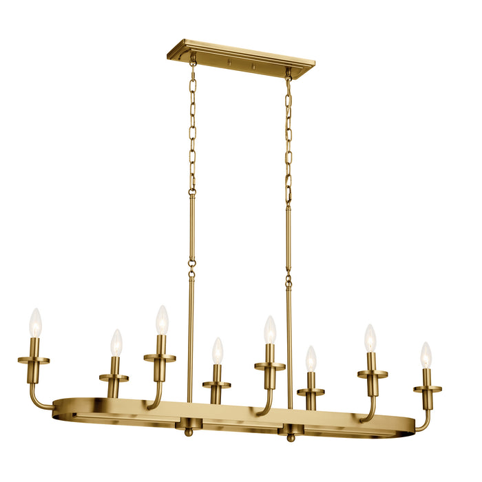 Kichler 52453NBR Eight Light Linear Chandelier, Natural Brass