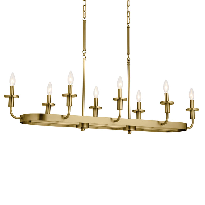 Kichler 52453NBR Eight Light Linear Chandelier, Natural Brass