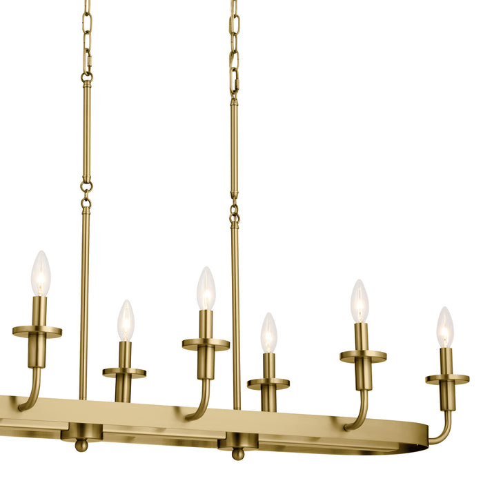 Kichler 52453NBR Eight Light Linear Chandelier, Natural Brass